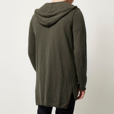Khaki lightweight hooded cardigan